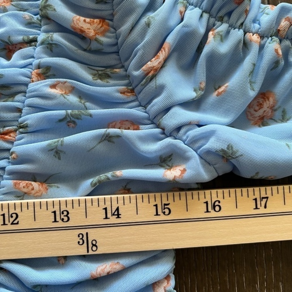 Zara Ruched All Around Blue Top - Picture 7 of 10